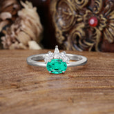 1 Carat Oval Cut Emerald Anniversary Ring Puppy Paw Unique Ring